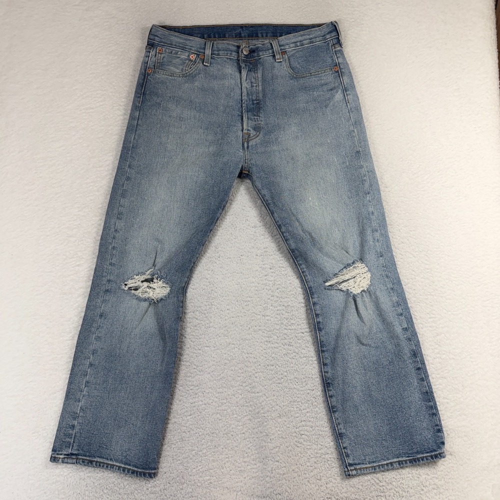 Levis 501 Mens Denim Jeans Button Fly 36x29 (Fits 34x26.5) Durable Classic Blue